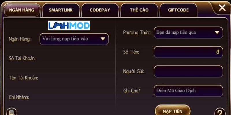 Cách nạp tiền thông qua dịch vụ ngân hàng trực tuyến Internet Banking