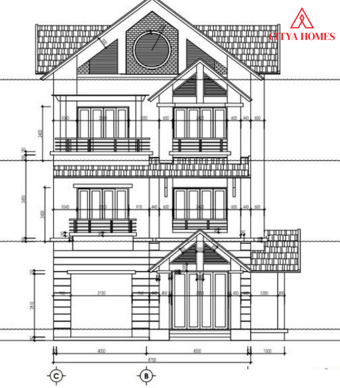 Bản Vẽ Mặt Cắt, Mặt Bằng Nhà Phố 3 Tầng đẹp